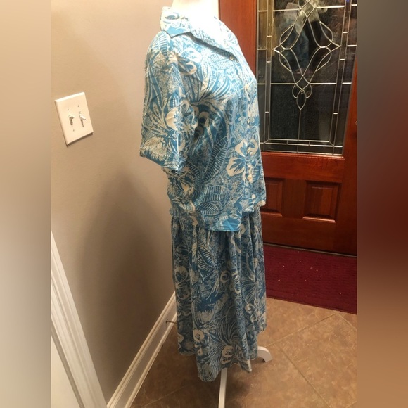 Vintage Turquoise Print Inner Vision Ship to Shore Skirt Set Size 10 - Picture 4 of 9